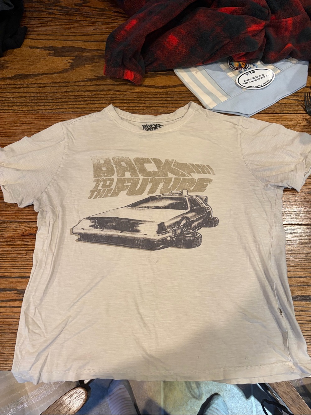 Back to the Future Graphic Tee - Light Beige with Gray Print